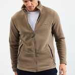Men's Zip-Up Collared Polar Fleece Jacket // Camel (S)