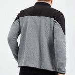 Men's Zip-Up Collared Polar Fleece Two-Tone Jacket // Black + Gray Melange (S)