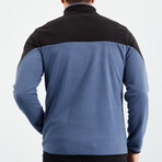 Men's Zip-Up Collared Polar Fleece Two-Tone Jacket // Petrol + Black (S)