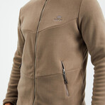 Men's Zip-Up Collared Polar Fleece Jacket // Camel (S)