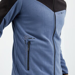 Men's Zip-Up Collared Polar Fleece Two-Tone Jacket // Petrol + Black (S)