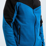 Men's Zip-Up Collared Polar Fleece Two-Tone Jacket // Emerald + Black (S)