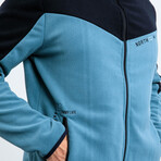 Men's Zip-Up Collared Polar Fleece Two-Tone Jacket // Mint Green + Navy Blue (S)