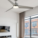 3-Blade Smart Ceiling Fan + LED Light // 52" // Satin Nickel