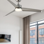 3-Blade Smart Ceiling Fan + LED Light // 52" // Satin Nickel