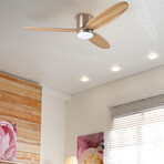 3-Blade Smart Ceiling Fan + LED Light // 52" // Light Brown