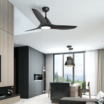 3-Blade Smart Ceiling Fan + LED Light // 52" // Black