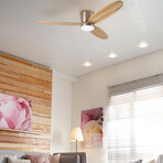 3-Blade Smart Ceiling Fan + LED Light // 52" // Light Brown