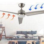 3-Blade Smart Ceiling Fan + LED Light // 52" // Satin Nickel