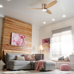 3-Blade Smart Ceiling Fan + LED Light // 52" // Light Brown