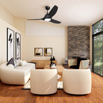 3-Blade Smart Ceiling Fan + LED Light // 52" // Black