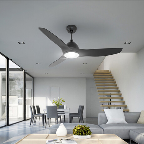 3-Blade Smart Ceiling Fan + LED Light // 52" // Black