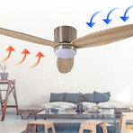 3-Blade Smart Ceiling Fan + LED Light // 52" // Light Brown