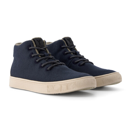 Alto Wool Hi-top Sneaker // Sky Captain + Natural Sole (US Men's Size 4)