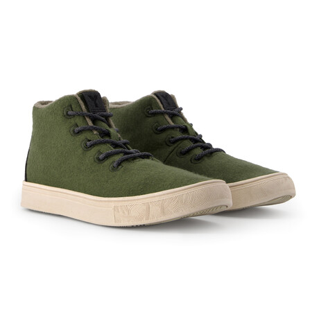 Alto Wool Hi-top Sneaker // Forest Night + Natural Sole (US Men's Size 4)