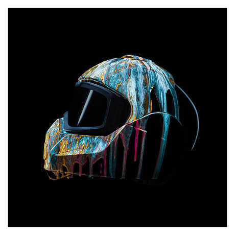 HELMET LEFT by RUBEN ALVEREZ (12"H x 12"W x 2"D)