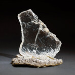Genuine Gypsum Var. Selenite Crystal on Quartz from Rio Grande do Sul, Brazil