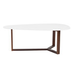 Morty Coffee Table in Matte White with Dark Walnut Base