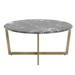 Llona 36" Round Coffee Table // Black + Gold