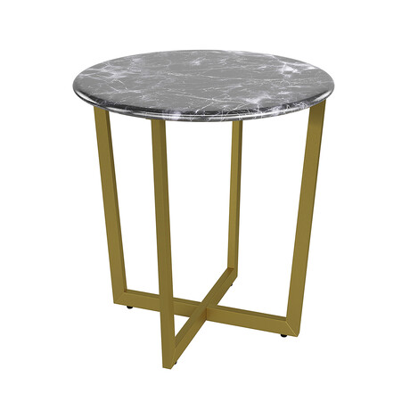 Llona 24" Round Side Table // Black + Gold