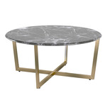 Llona 36" Round Coffee Table // Black + Gold