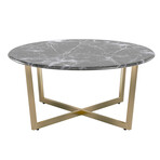 Llona 36" Round Coffee Table // Black + Gold