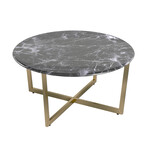 Llona 36" Round Coffee Table // Black + Gold