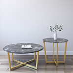 Llona 24" Round Side Table // Black + Gold