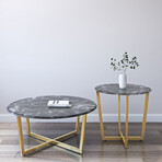 Llona 36" Round Coffee Table // Black + Gold