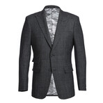 Slim Fit Wool Charcoal Checked Suit (S36X29)