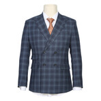 Double-Breasted Check Wool Blend Suit // Blue (S36X29)