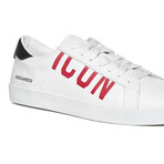 Dsquared2 Icon Print Lace-Up Sneakers // White + Black + Red (US: 9)