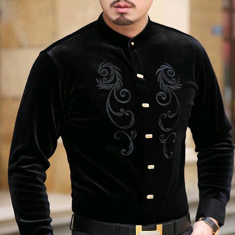 Morton Celino Velvet Shirt // Black (S)