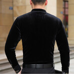 Morton Celino Velvet Shirt // Black (XL)