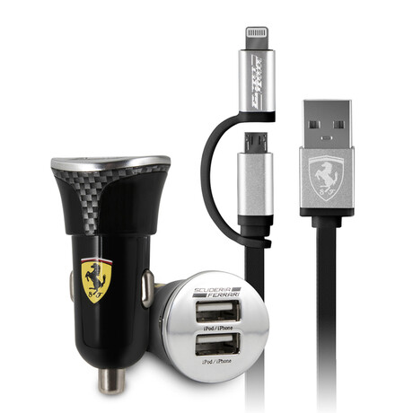 Carbon Black Pack // Car Charger + MFI 2-in-1 Cable