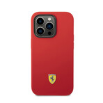 Silicone Case Metal Logo Black Camera Outline // Red (iPhone 14)