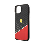 Bimaterial Case Carbon + Polycarbonate With Silver Stripe // Red (iPhone 14)