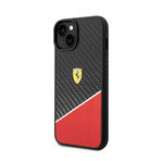 Bimaterial Case Carbon + Polycarbonate With Silver Stripe // Red (iPhone 14)