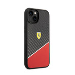 Bimaterial Case Carbon + Polycarbonate With Silver Stripe // Red (iPhone 14)