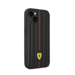 Leather Case Embossed Stripes With Yellow Shield Logo // Black (iPhone 14)