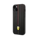 Leather Case Embossed Stripes With Yellow Shield Logo // Black (iPhone 14)