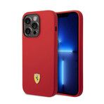 Silicone Case Metal Logo Black Camera Outline // Red (iPhone 14)