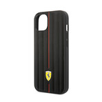 Leather Case Embossed Stripes With Yellow Shield Logo // Black (iPhone 14)