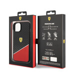 Bimaterial Case Carbon + Polycarbonate With Silver Stripe // Red (iPhone 14)