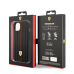 Leather Case Embossed Stripes With Yellow Shield Logo // Black (iPhone 14)