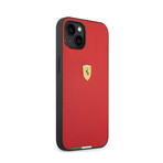 PU Leather Hard Case PU Smooth & Italian Flag Line Metal Logo // Red (iPhone 14)