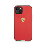 PU Leather Hard Case PU Smooth & Italian Flag Line Metal Logo // Red (iPhone 14)