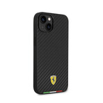 Hard Case Pu Carbon Effect & Italian Flag Line Metal Logo // Black (iPhone 14)