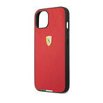 PU Leather Hard Case PU Smooth & Italian Flag Line Metal Logo // Red (iPhone 14)