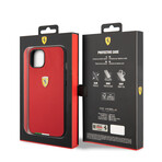 PU Leather Hard Case PU Smooth & Italian Flag Line Metal Logo // Red (iPhone 14)